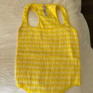 Yellow and White Striped Tank Top